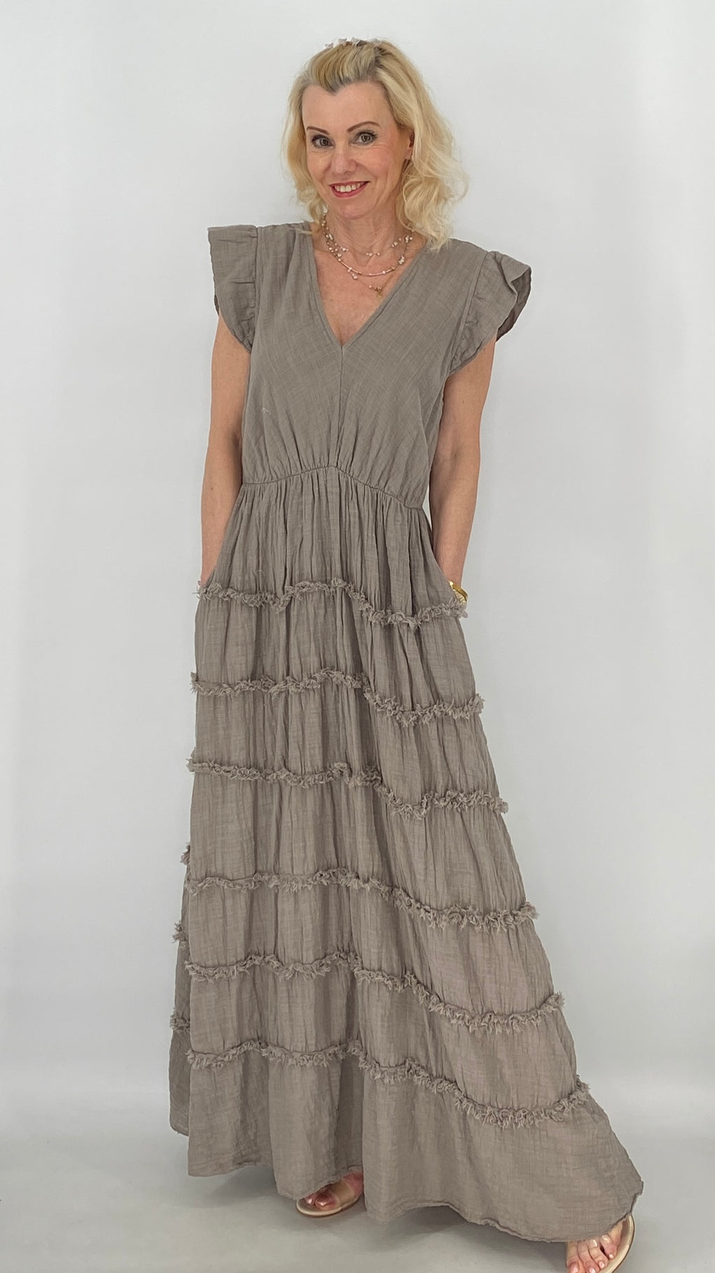 Maxikleid in Taupe