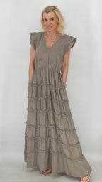 Maxikleid in Taupe