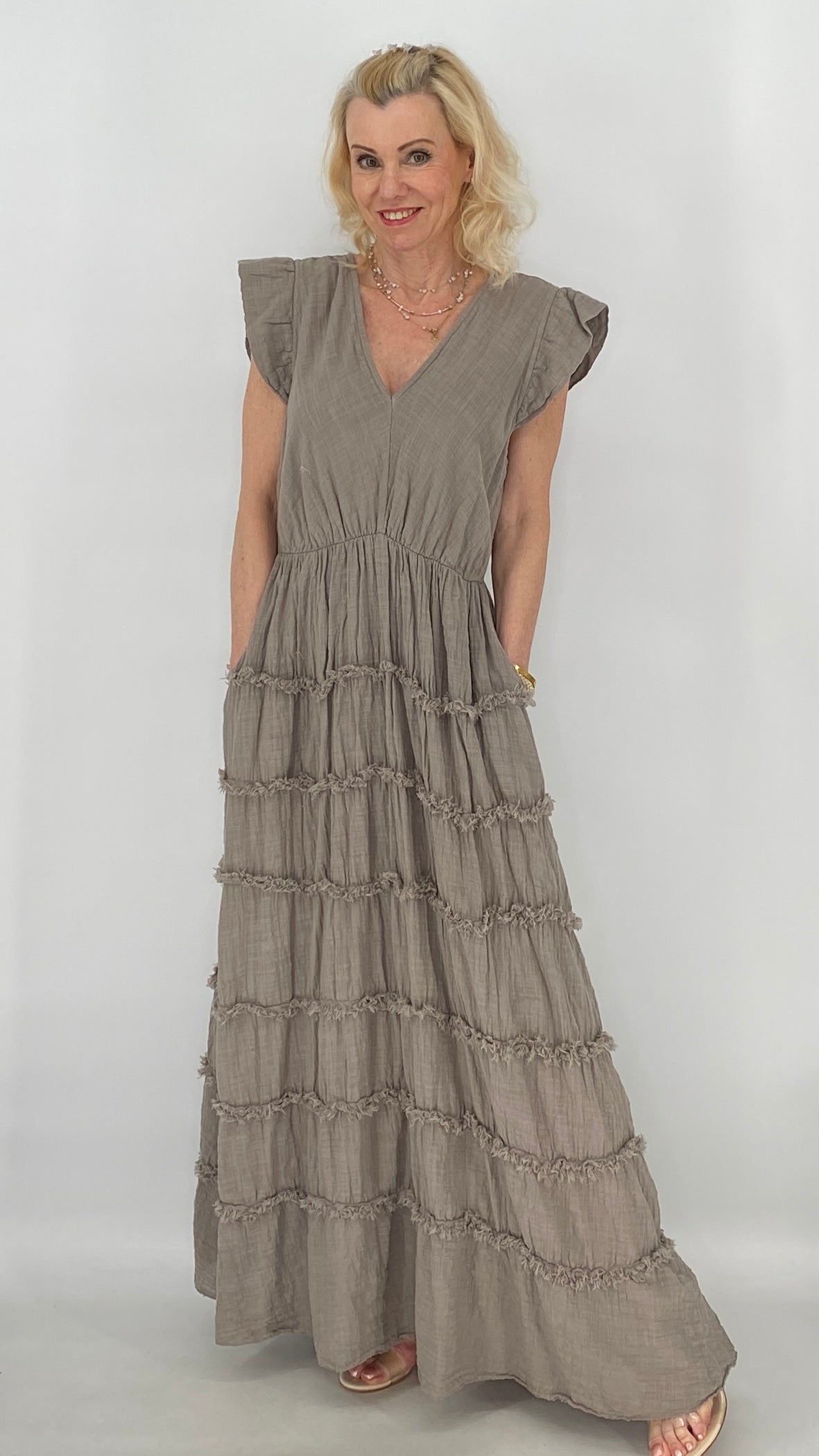 Maxikleid in Taupe