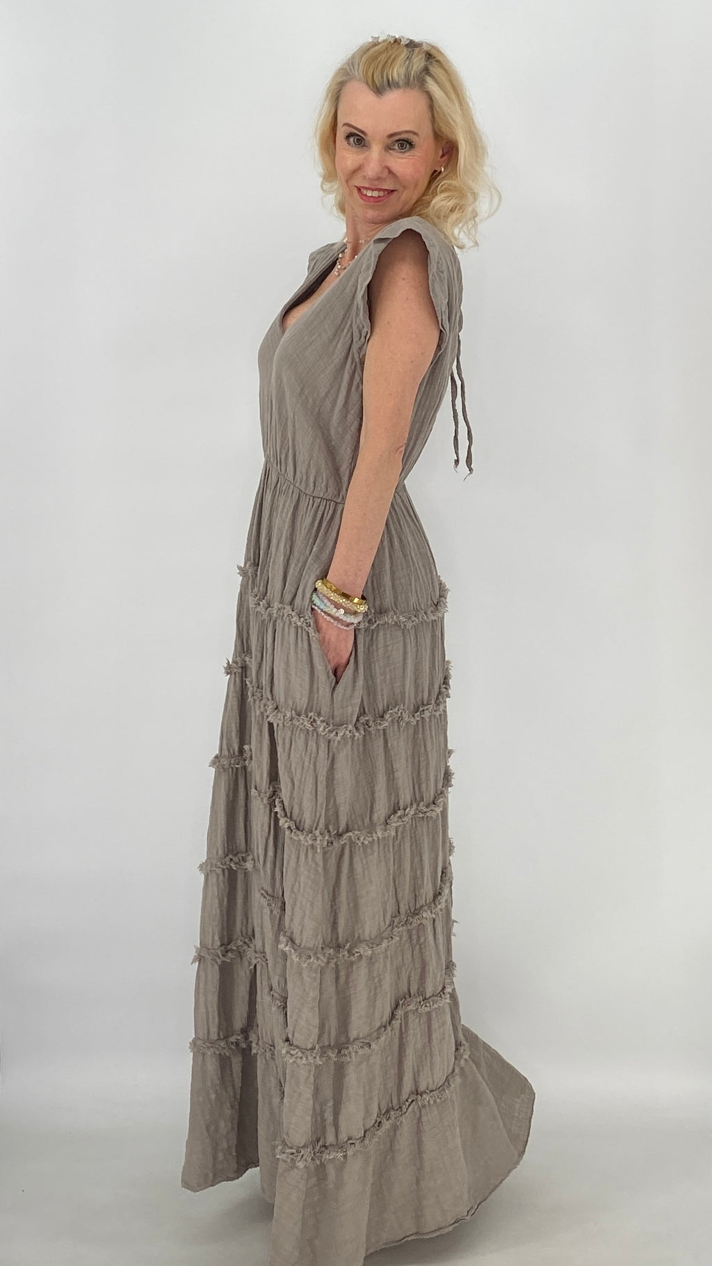 Maxikleid in Taupe