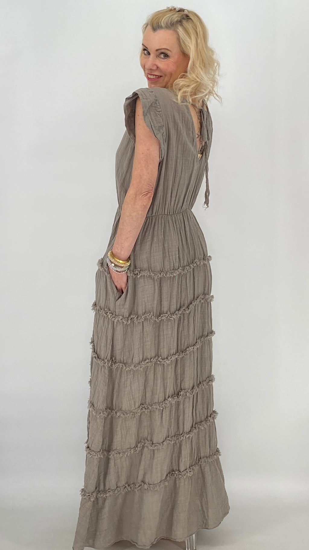 Maxikleid in Taupe