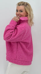 Kurze Jacke in Woll-Optik, pink, ecru