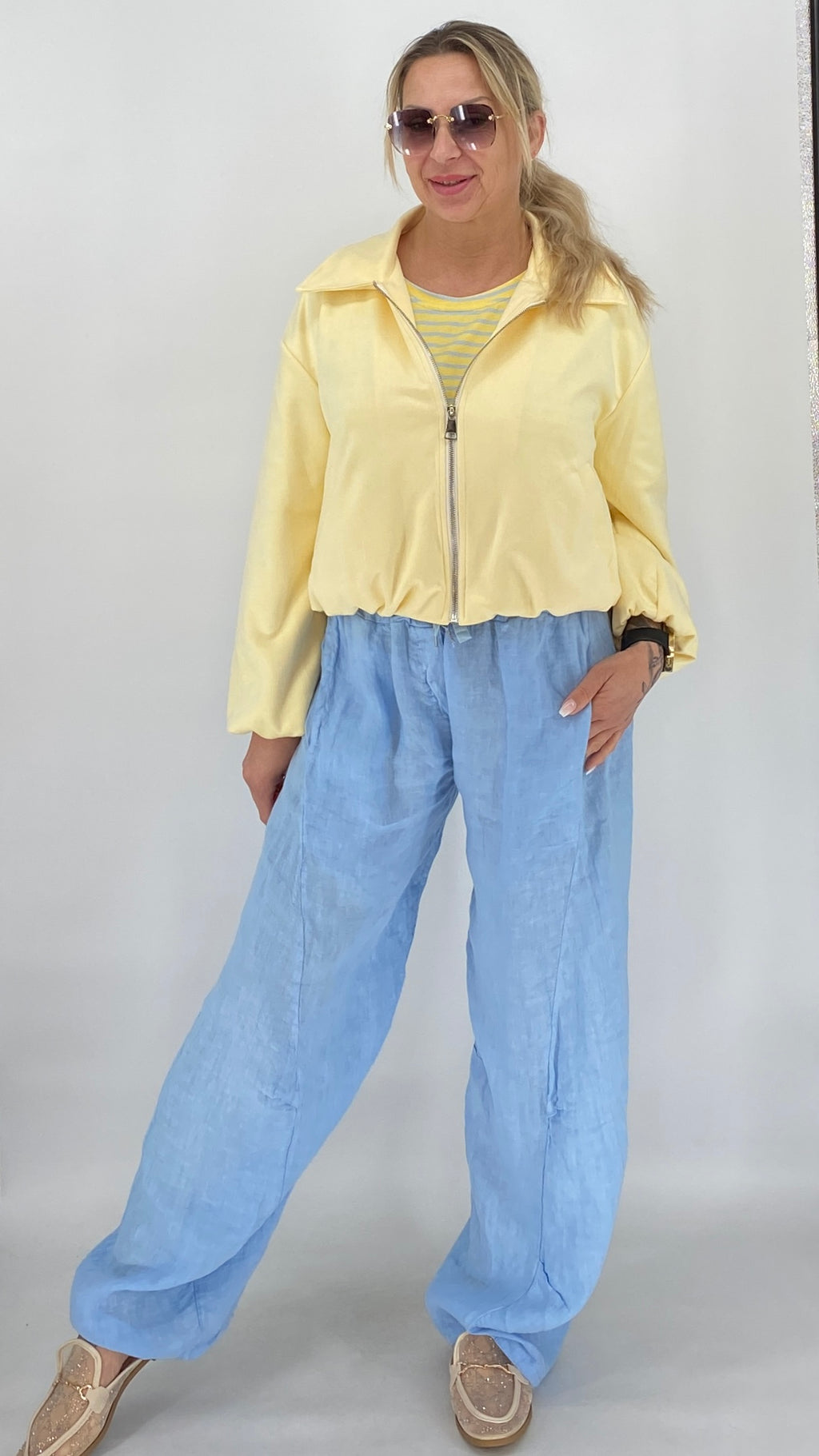 Leinen Hose in Himmelblau