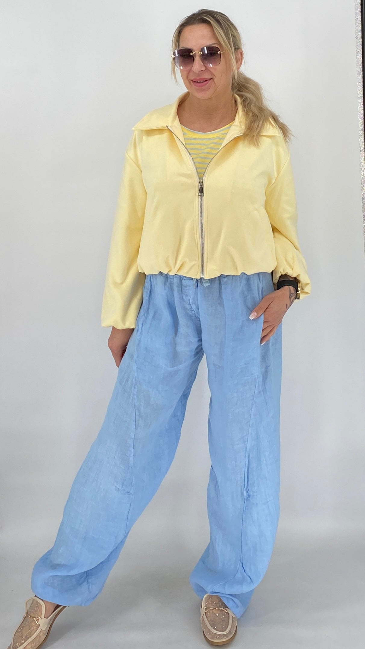 Leinen Hose in Himmelblau