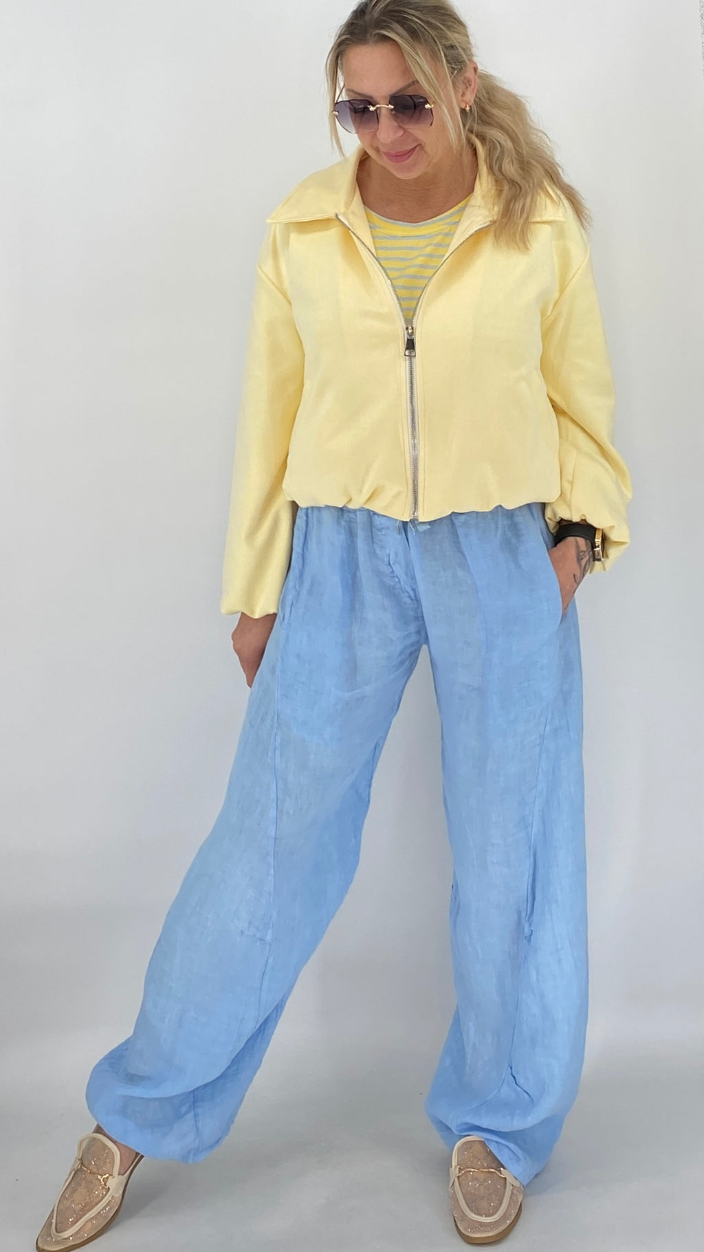 Leinen Hose in Himmelblau