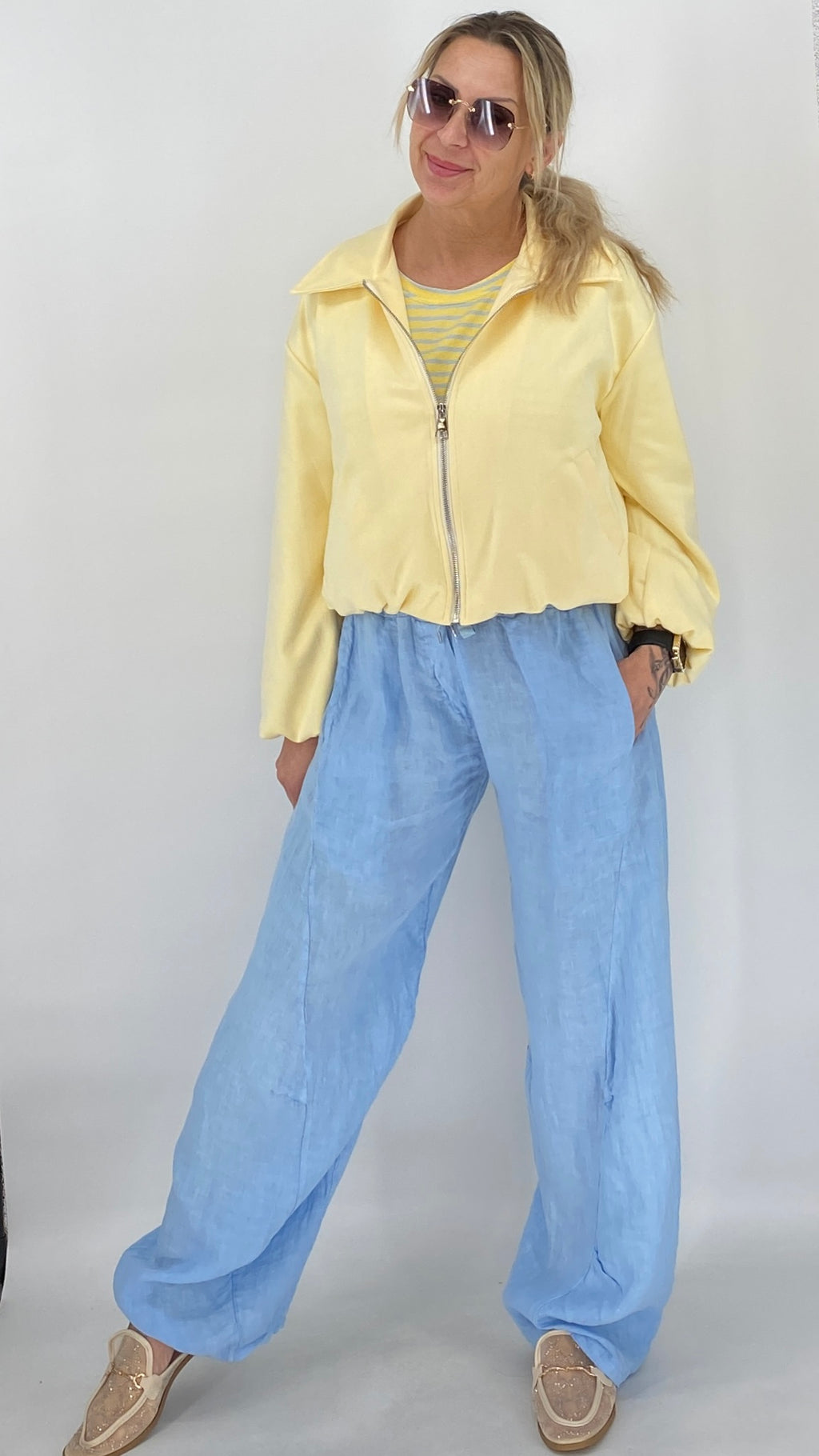 Leinen Hose in Himmelblau