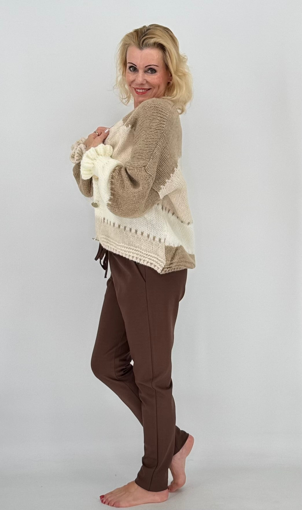 Strickjacke , beie/creme