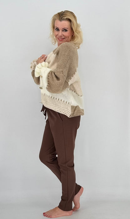 Strickjacke , beie/creme