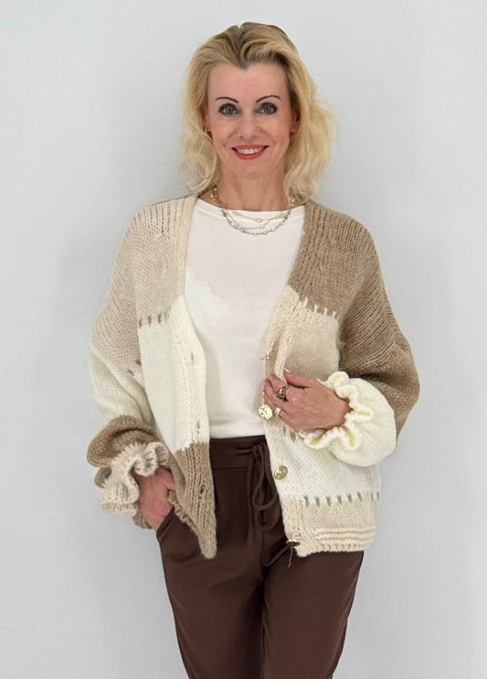Strickjacke , beie/creme