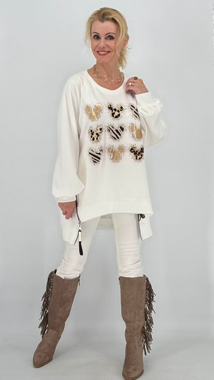 Sweatshirt, Weiss mit Mickey
