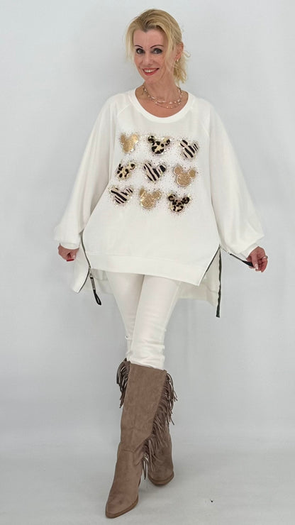 Sweatshirt, Weiss mit Mickey
