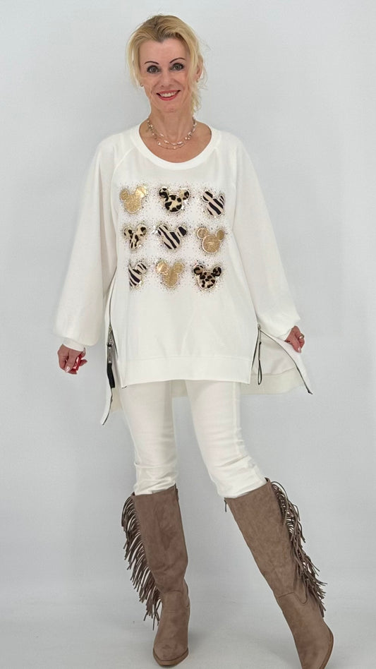 Sweatshirt, Weiss mit Mickey