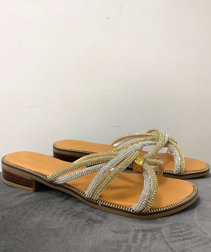 Flip Flop "Strass" silber/gold