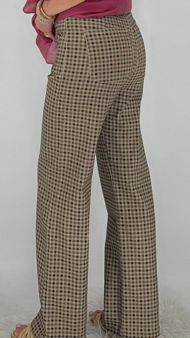 Karierte High-Waist-Hose im Vichy-Karo-Design