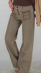 Karierte High-Waist-Hose im Vichy-Karo-Design