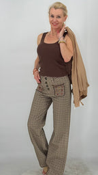 Karierte High-Waist-Hose im Vichy-Karo-Design