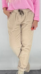 Hose im Cord - Look, Beige - By Elena FashionBy Elena Fashion