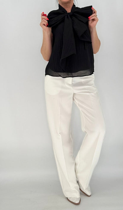 Ärmellose Bluse mit Schleifendetail schwarz