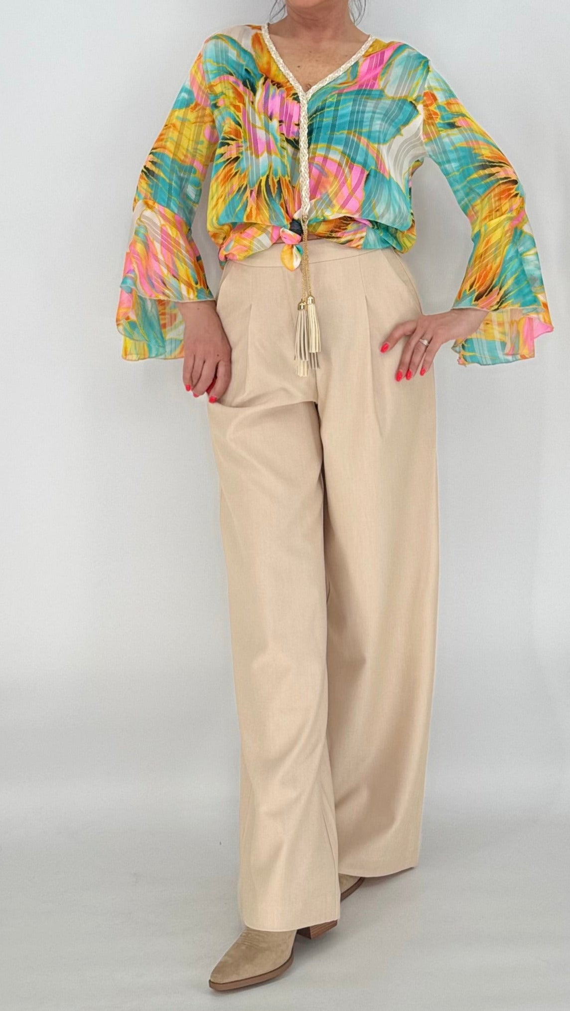 Komfortable Hose mit lockerer Silhouette, beige
