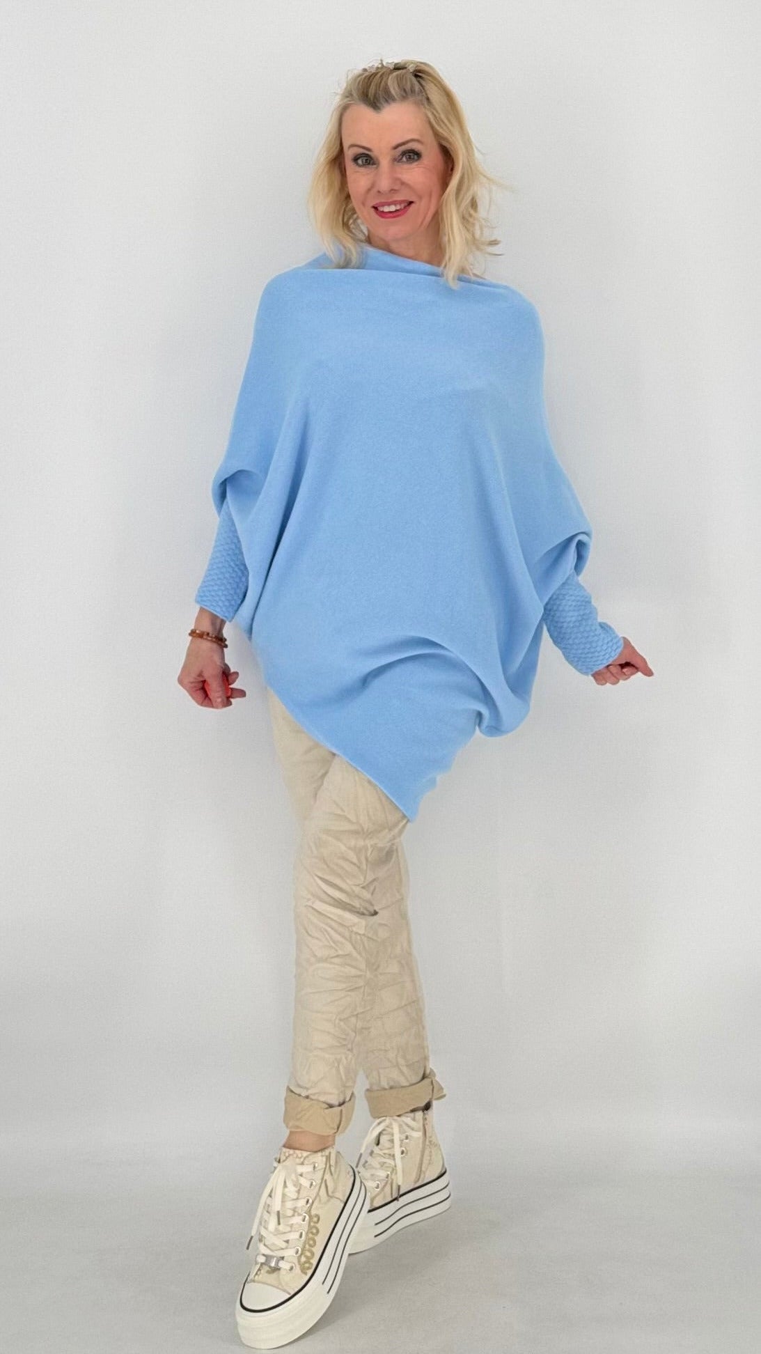 Pullover mit Asymmetrischer Saum, mint, blau