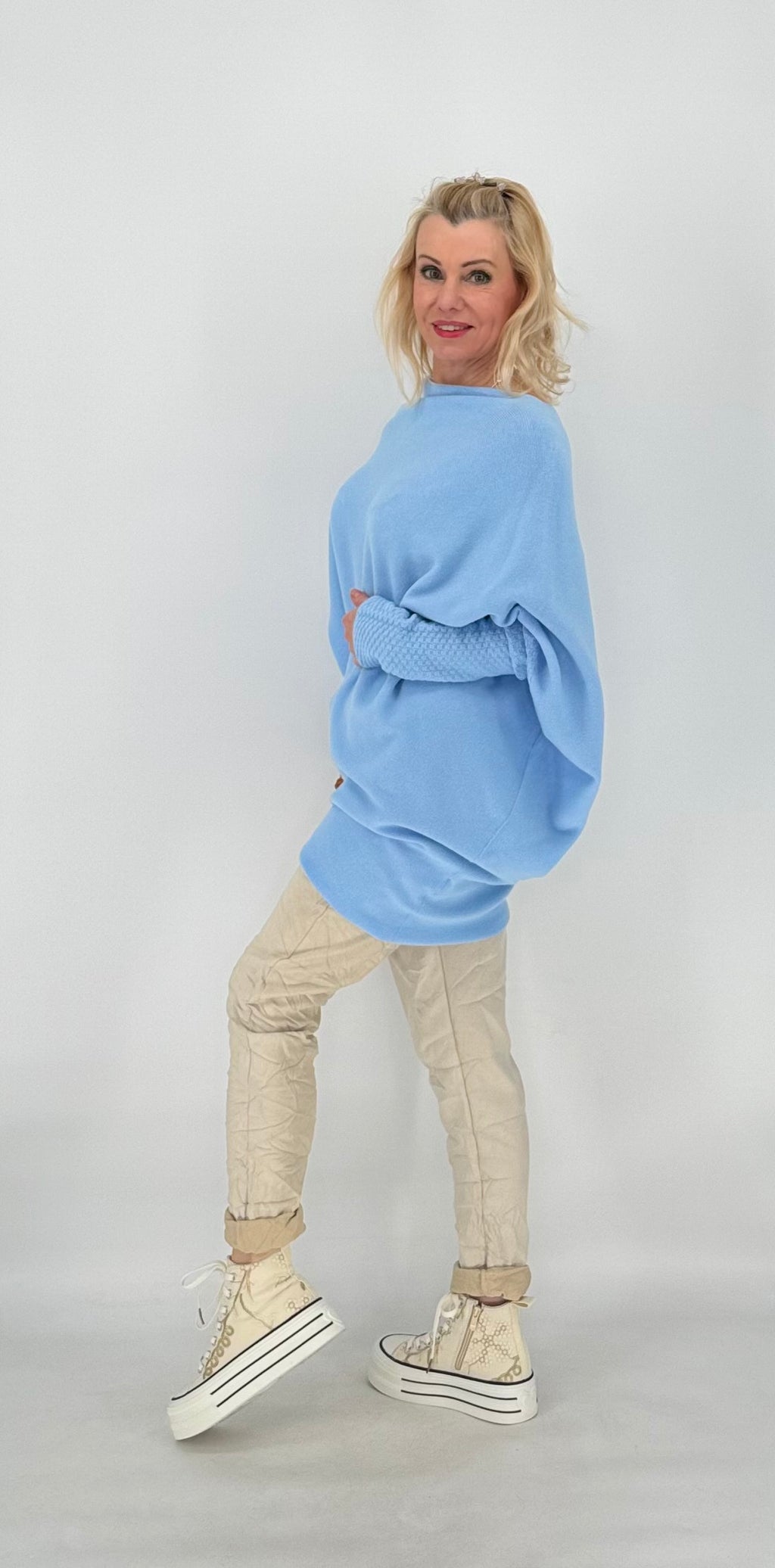 Pullover mit Asymmetrischer Saum, mint, blau