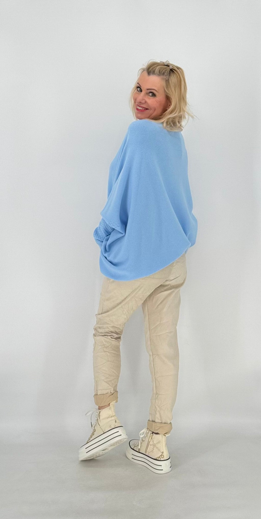 Pullover mit Asymmetrischer Saum, mint, blau