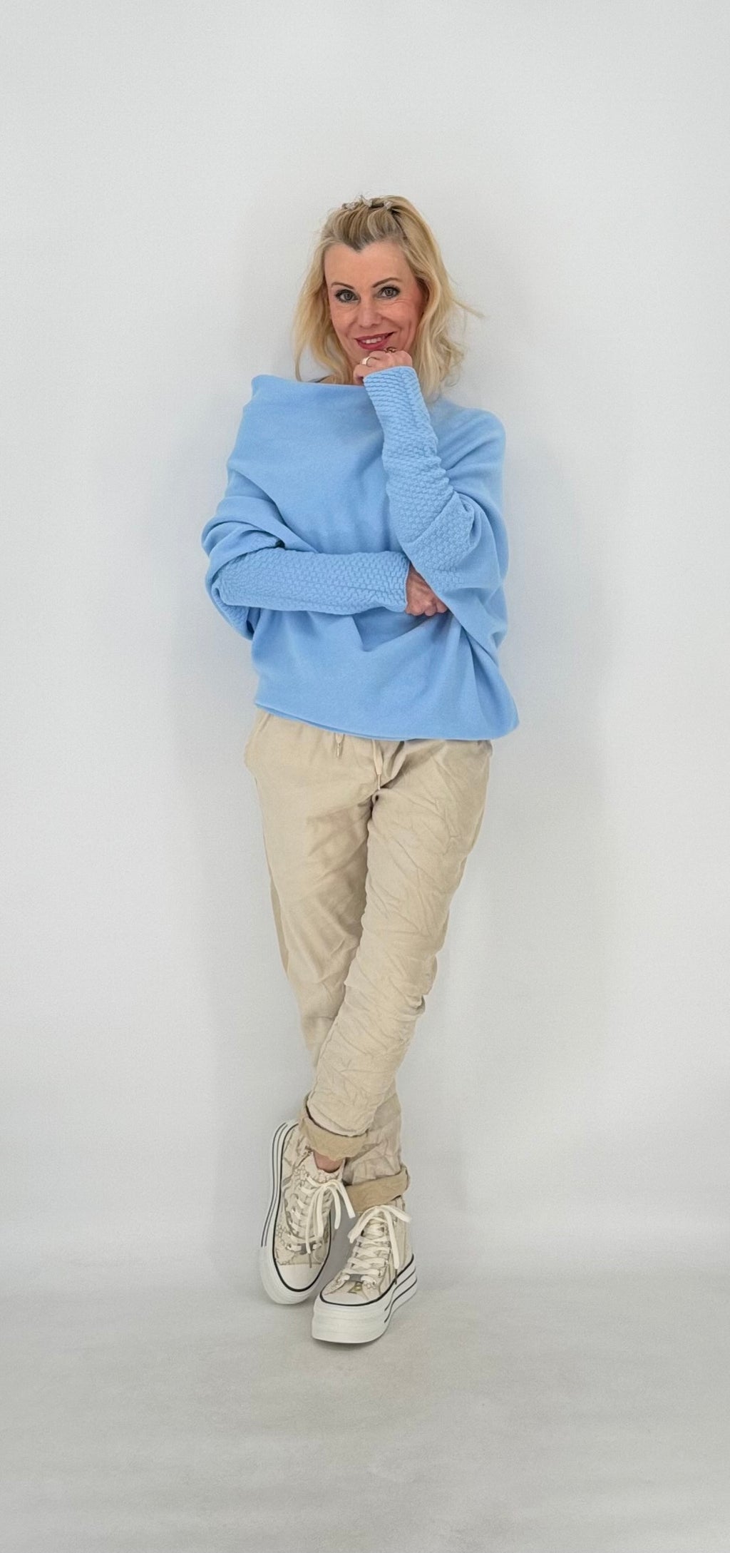 Pullover mit Asymmetrischer Saum, mint, blau