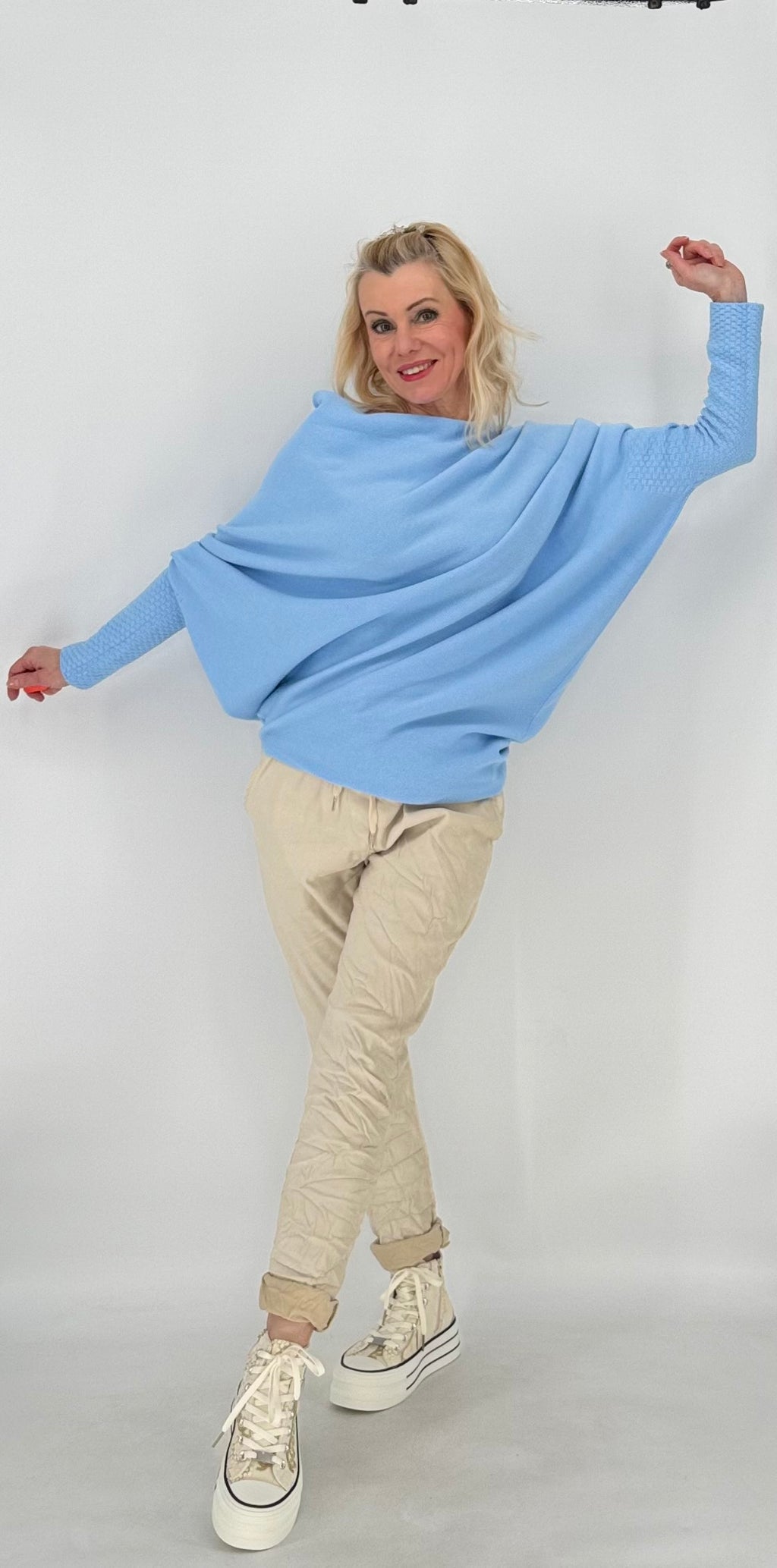 Pullover mit Asymmetrischer Saum, mint, blau