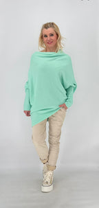 Pullover mit Asymmetrischer Saum, mint, blau