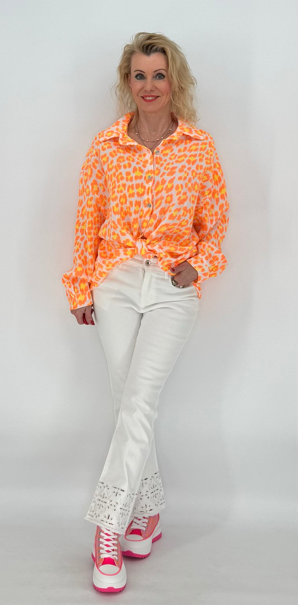 Bluse 100% Baumwolle "Leo" orange