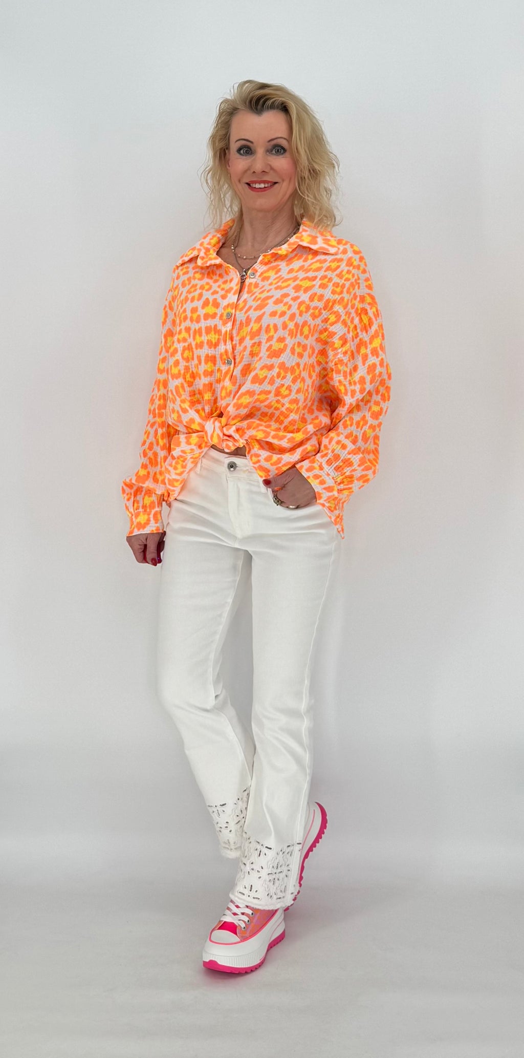 Bluse 100% Baumwolle "Leo" orange