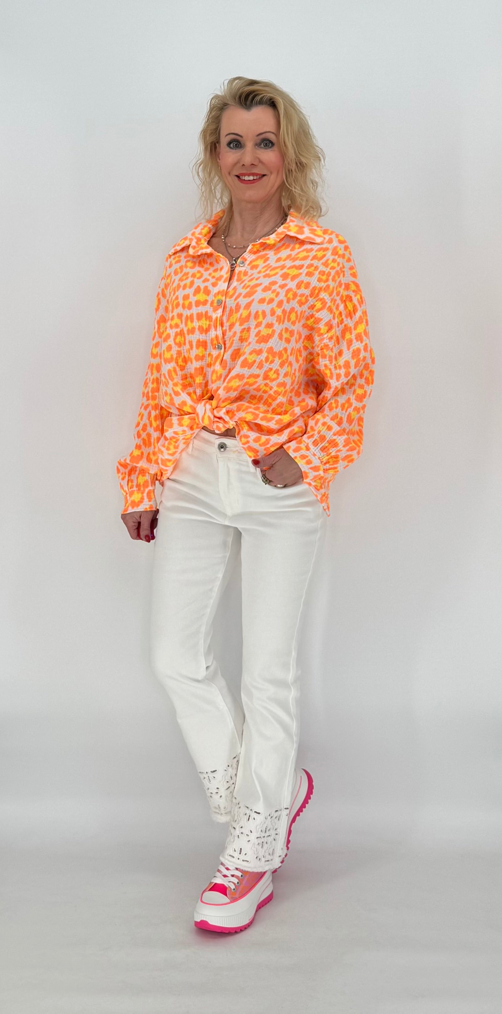 Bluse 100% Baumwolle "Leo" orange