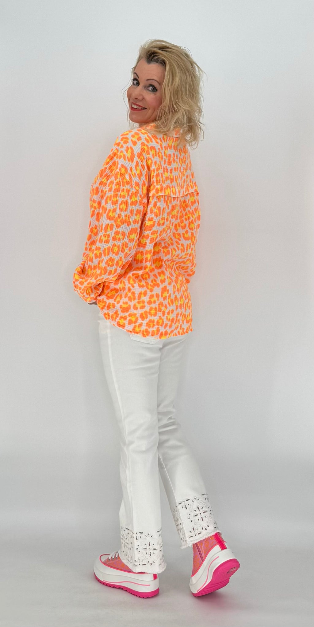 Bluse 100% Baumwolle "Leo" orange