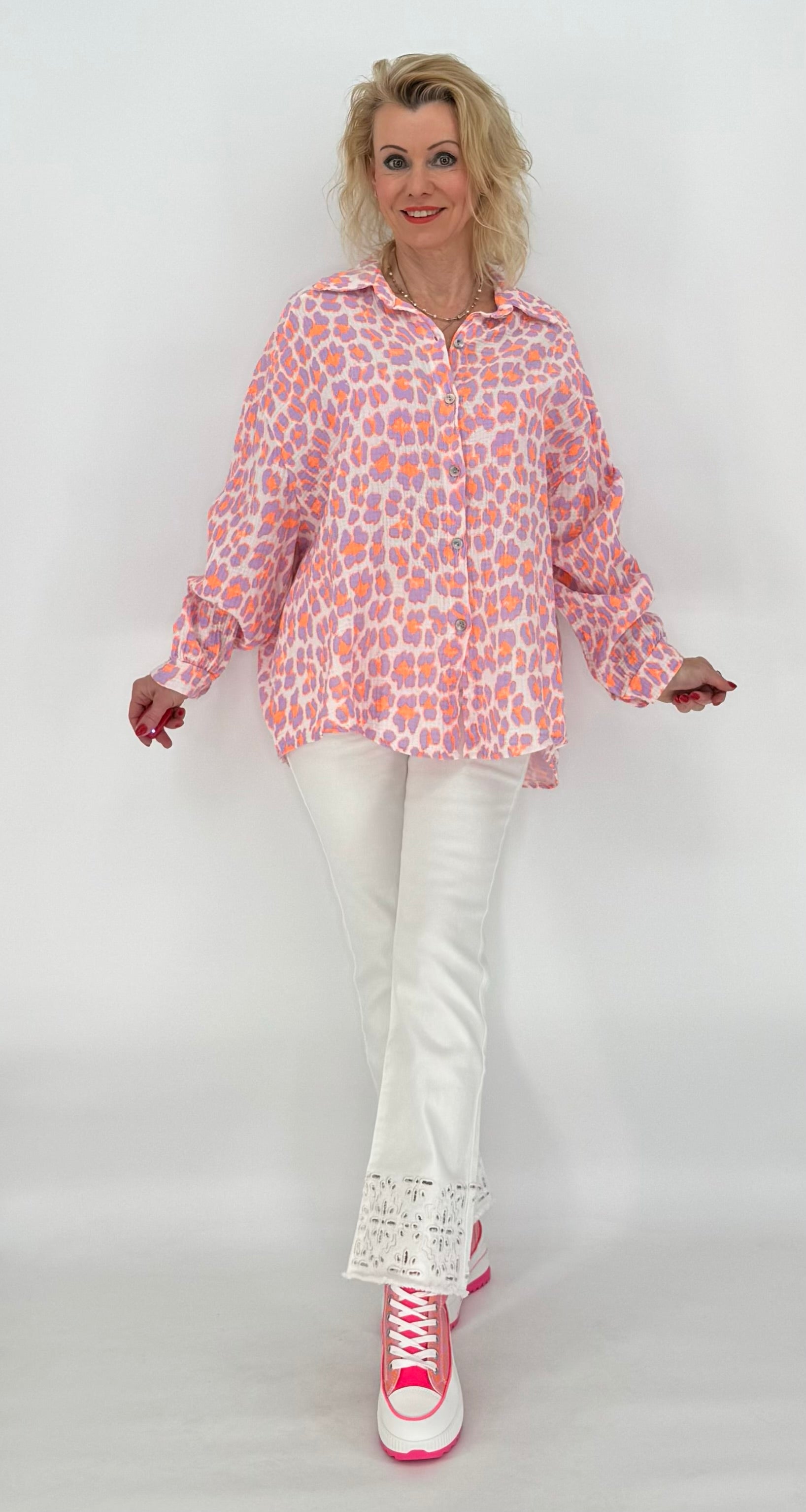 Bluse 100% Baumwolle "Leo" flieder