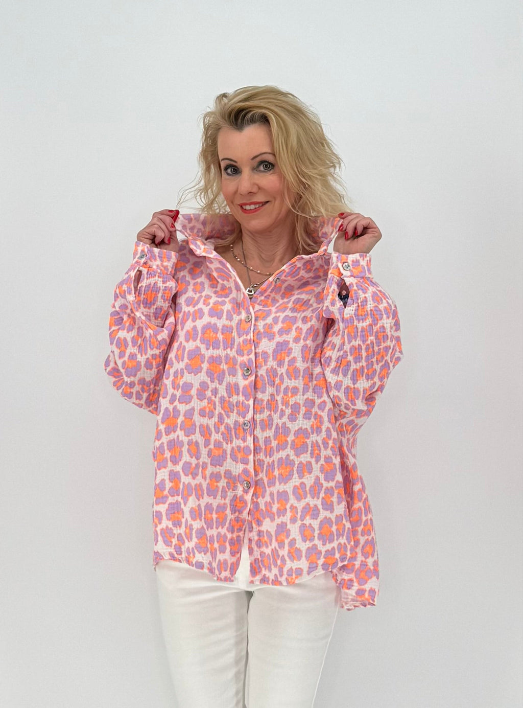 Bluse 100% Baumwolle "Leo" flieder