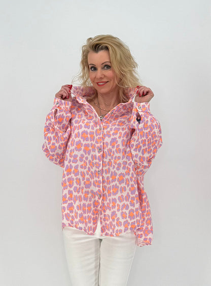Bluse 100% Baumwolle "Leo" flieder