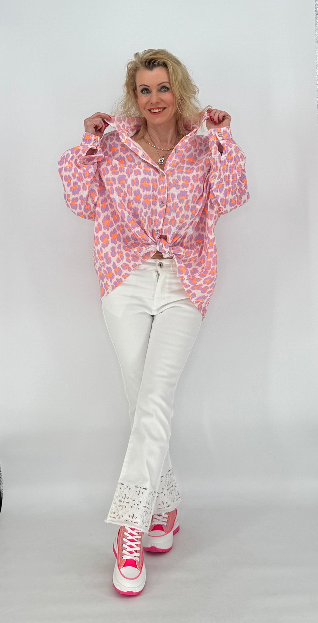 Bluse 100% Baumwolle "Leo" flieder