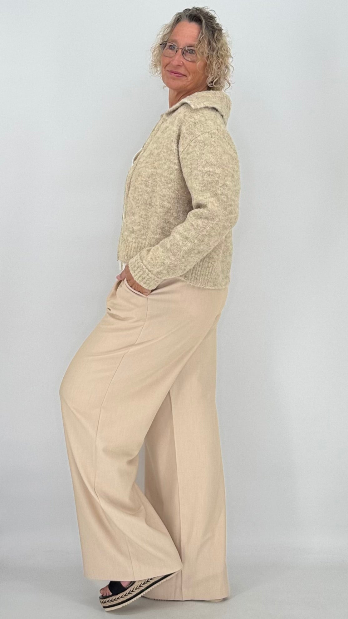 Strickjacke, beige