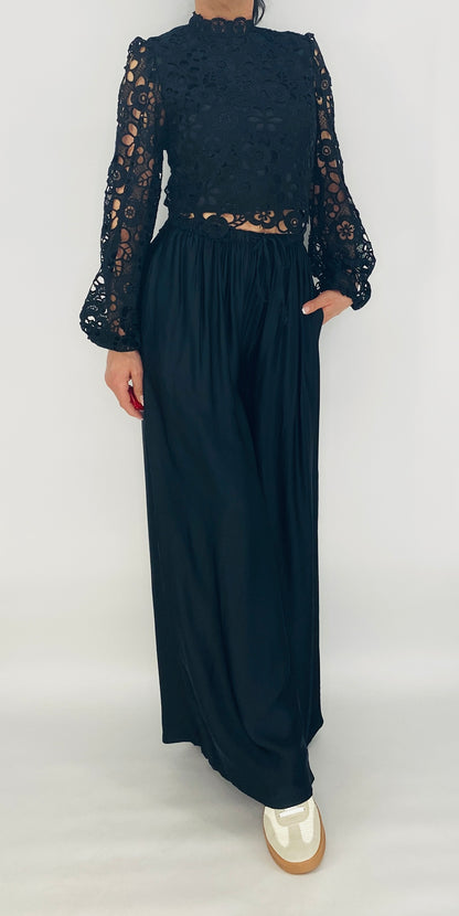 Sommer Hose Viscose/Seide, schwarz