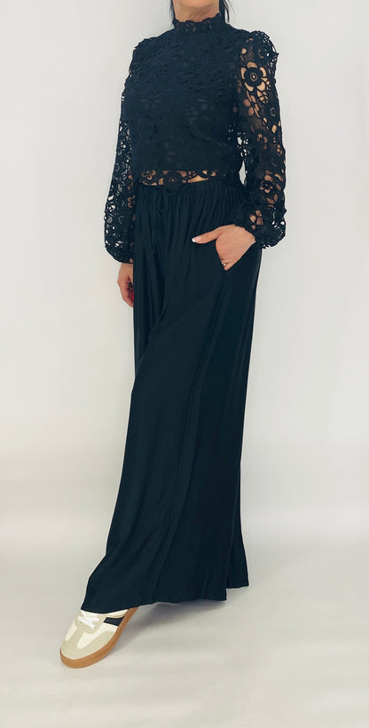 Sommer Hose Viscose/Seide, schwarz