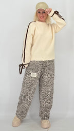 Pullover mit Schleife, creme/braun