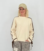 Pullover mit Schleife, creme/braun