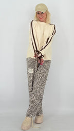 Pullover mit Schleife, creme/braun