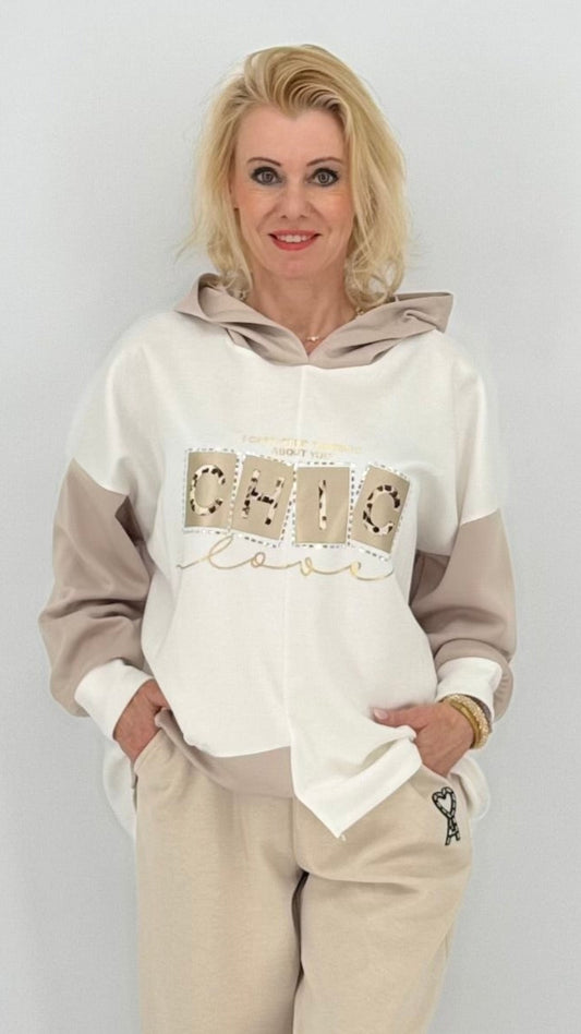 Hoodie beige/creme "CHIC"