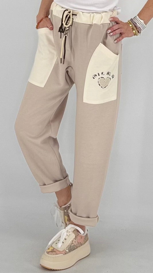 Jogpants Hose, creme "min"