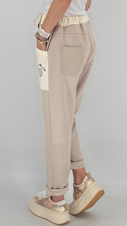 Jogpants Hose, creme "min"
