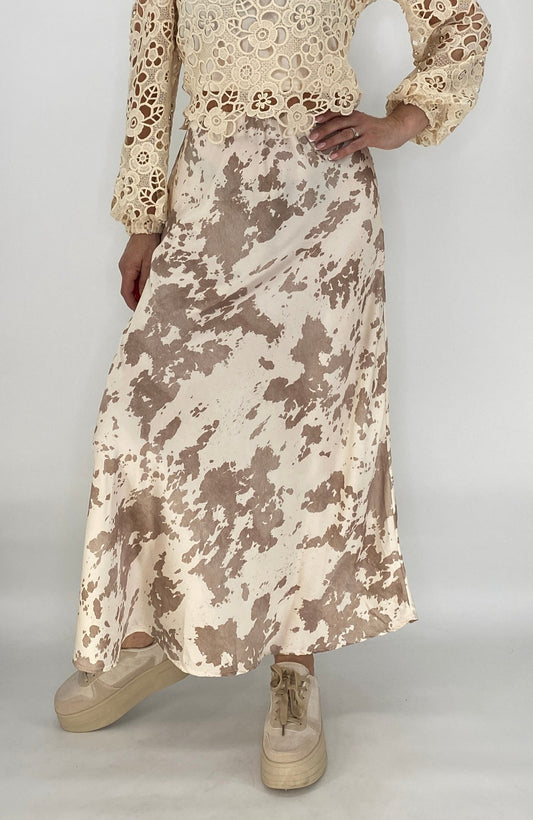 Midi Rock Viscose/Seide, creme/beige