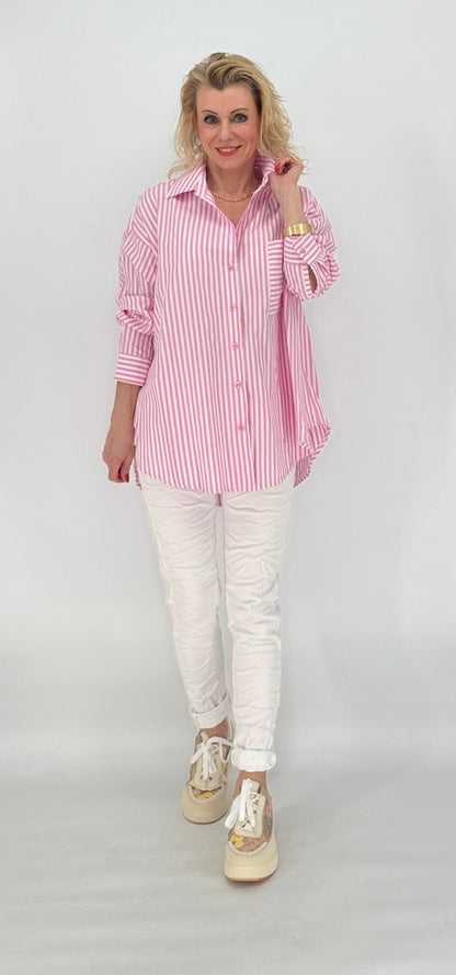 ESViViD Streifen Bluse, weiß/rosa