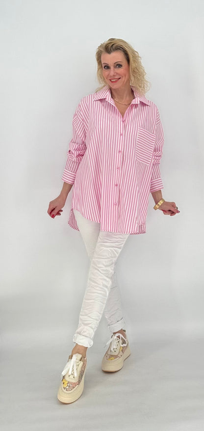 ESViViD Streifen Bluse, weiß/rosa