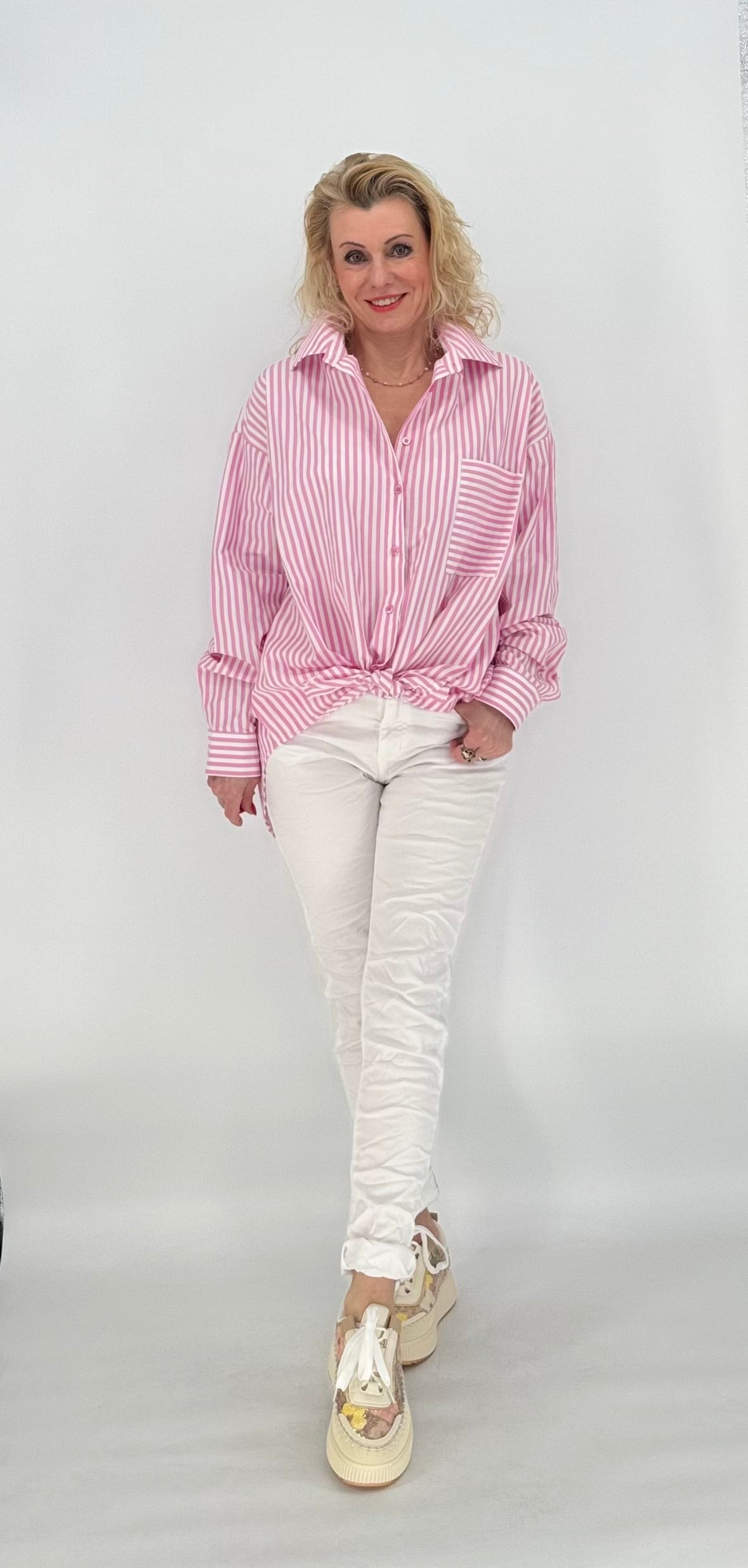 ESViViD Streifen Bluse, weiß/rosa